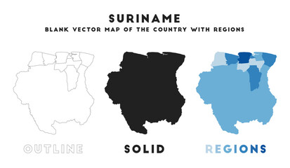 Suriname map. Borders of Suriname for your infographic. Vector country shape. Vector illustration.