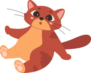 Cute red cat flat icon Funny domestic animal