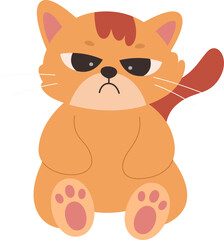 Cute angry red cat flat icon Funny domestic animal