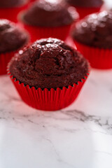 Red Velvet Cupcakes with White Chocolate Ganache Frosting