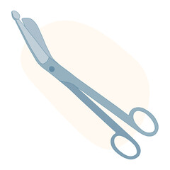Realistic scissors, shears, pair of scissors. Medical instrument. Hospital, medical equipment
