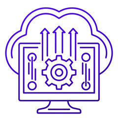 Cloud settings, hosting configuration line icon on white