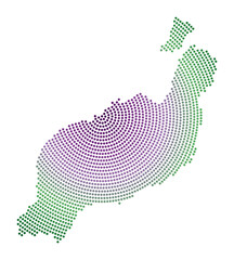 Lanzarote dotted map. Digital style shape of Lanzarote. Tech icon of the island with gradiented dots. Trendy vector illustration.