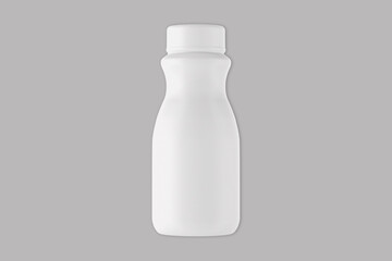 Blank white swell water or fresh juice or dairy bottle mockup isolated over grey background. 3d rendering.