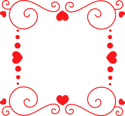 Square frame with hearts flat icon Wall decor element