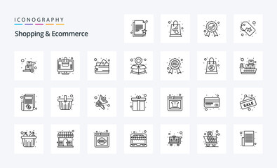 25 Shopping & Ecommerce Line icon pack. Vector icons illustration