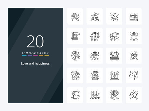 20 Love Outline icon for presentation. Vector Line icons illustration