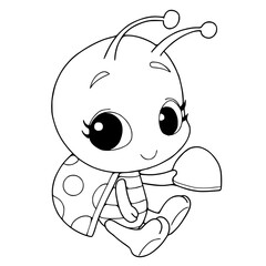 Lady bug,cartoon,vector illustration isolated on white background.