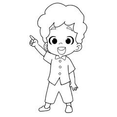 Man pointing fingers in different directions isolated on white background,cartoon,coloring page