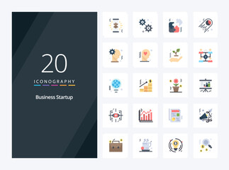 20 Business Startup Flat Color icon for presentation. Vector icons illustration