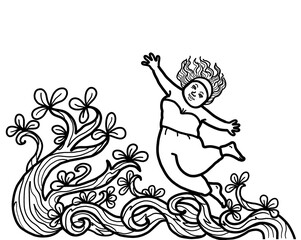 Happy woman in nature plants landscape