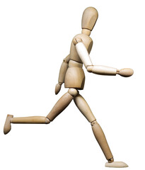 Artistic Wooden Figure in Running Movement