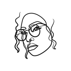 Continuous one line art woman wearing sunglasses