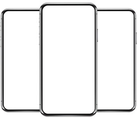 Three smartphone mock ups template isolated png