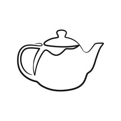 Continuous line drawing tea pot. Teapot in continuous line art drawing style