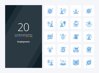 20 Employment Blue Color icon for presentation. Vector icons illustration
