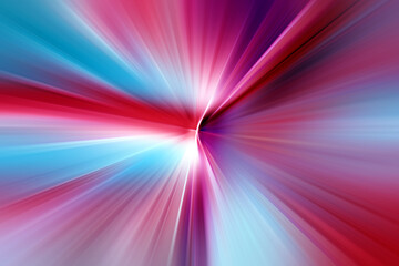 Abstract radial zoom blur surface in blue, lilac and pink tones. Bright colorful background with radial, divergent, convergent lines.  