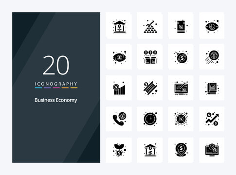 20 Economy Solid Glyph icon for presentation. Vector icons illustration
