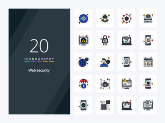 Fototapeta na wymiar 20 Web Security line Filled icon for presentation. Vector icons illustration