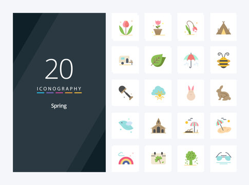 20 Spring Flat Color icon for presentation. Vector icons illustration