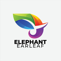 Gradient elephant ear leaf vector logo design template 