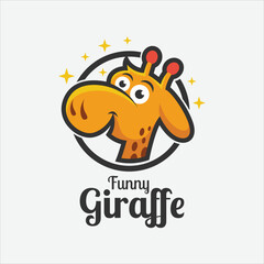 Funny giraffe vector logo design illustration icon