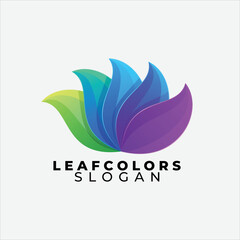 Gradient leafs vector logo design illustration