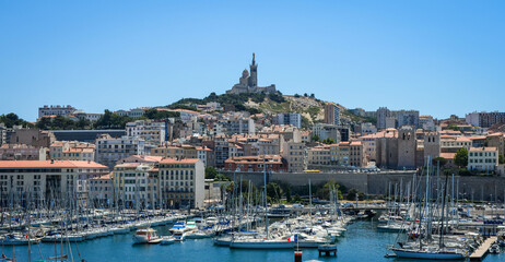Basilique Notre-Dame de la Garde on the hill above the port of Marseille