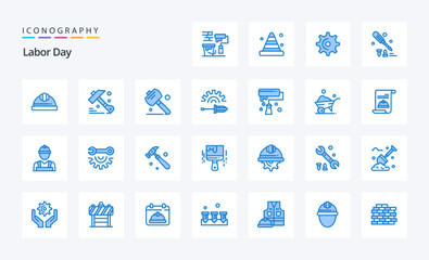 25 Labor Day Blue icon pack. Vector icons illustration