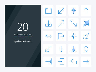 20 Symbols & Arrows Blue Color icon for presentation. Vector icons illustration