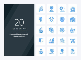 Fototapeta na wymiar 20 Product Managment And Global Business Blue Color icon for presentation. Vector icons illustration