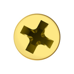 Gold light self-tapping screw. Twisted in surface, isolated. Ph. png