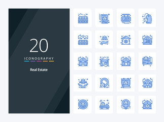 20 Real Estate Blue Color icon for presentation. Vector icons illustration