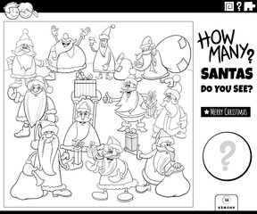 count cartoon Santa Claus task coloring page