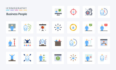 25 Business People Flat color icon pack. Vector icons illustration