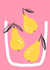 Minimalist illustration, still life with pears