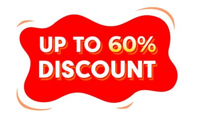 Up to 60% percent off Sales. Discount offer price sign. Special offer tag badge Vector Illustration design for shop and sale banners