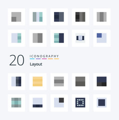 20 Layout Flat Color icon Pack. like scale. table. view. price. maximize