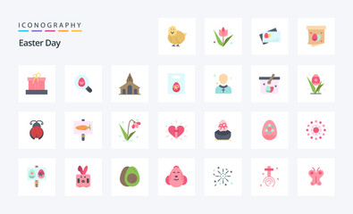 25 Easter Flat color icon pack. Vector icons illustration