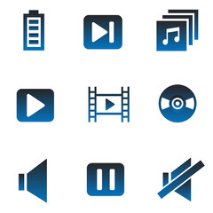 Music icons set with vinyl, sound off, broadcast and other pause elements. Isolated vector illustration music icons.