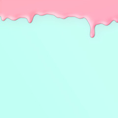 Pink droplets dripping on blue wall