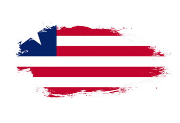 Flag of liberia on white stroke brush background