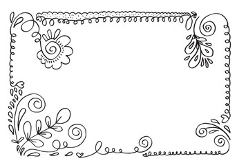 Set of border, brush, frame in doodle style.vector illustration. 