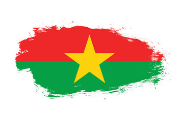 Flag of burkina faso on white stroke brush background