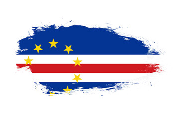 Flag of cabo verde on white stroke brush background