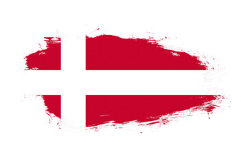 Flag of denmark on white stroke brush background