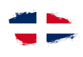 Flag of dominican republic on white stroke brush background