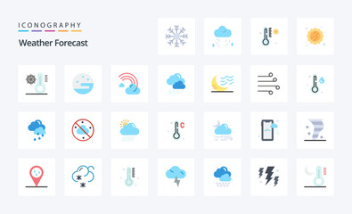 25 Weather Flat color icon pack. Vector icons illustration