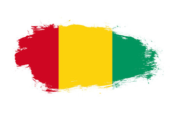 Flag of guinea on white stroke brush background