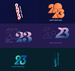 Big Set of 2023 Happy New Year logo text design. 2023 number design template. Vector New Year Illustration